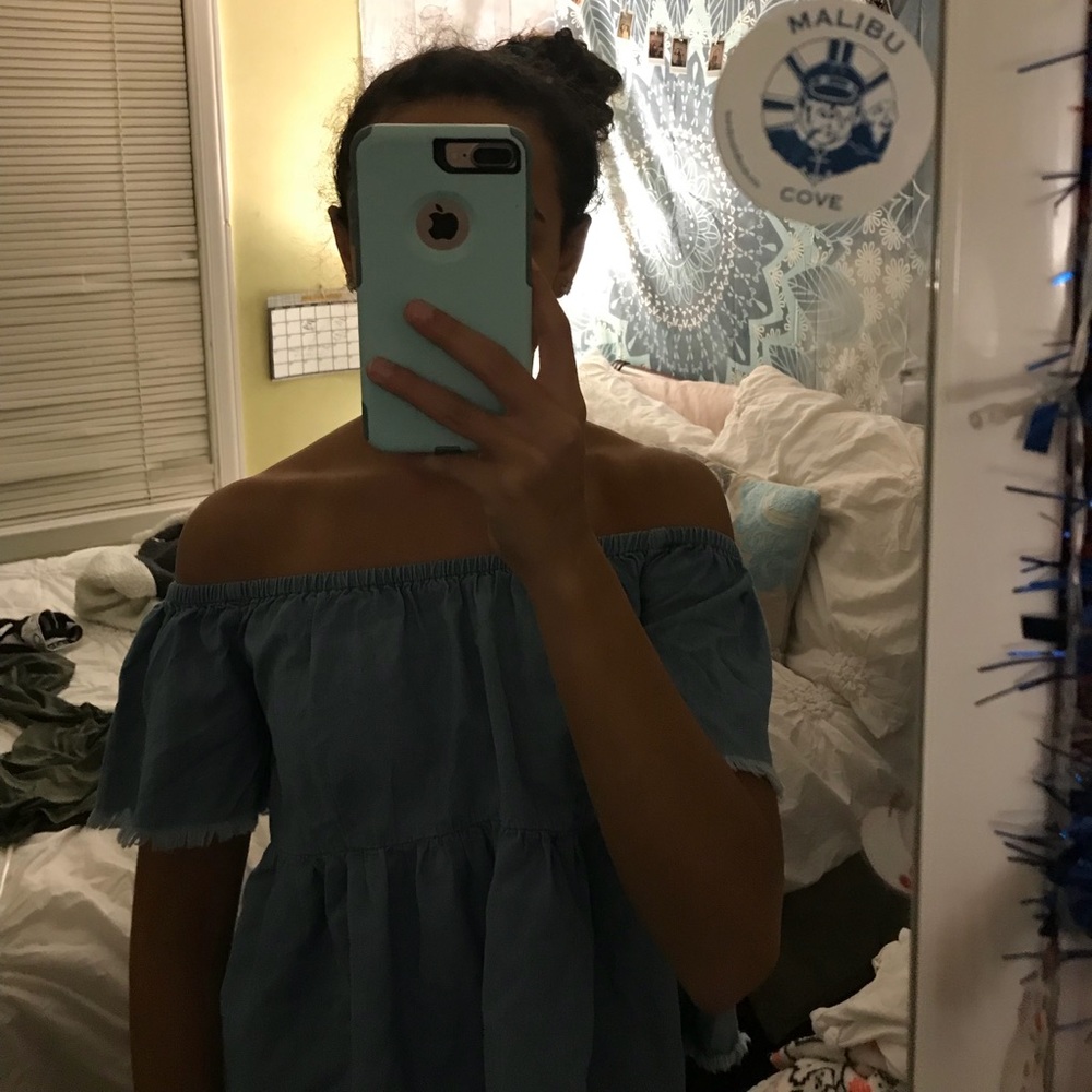 forever 21 denim off the shoulder top